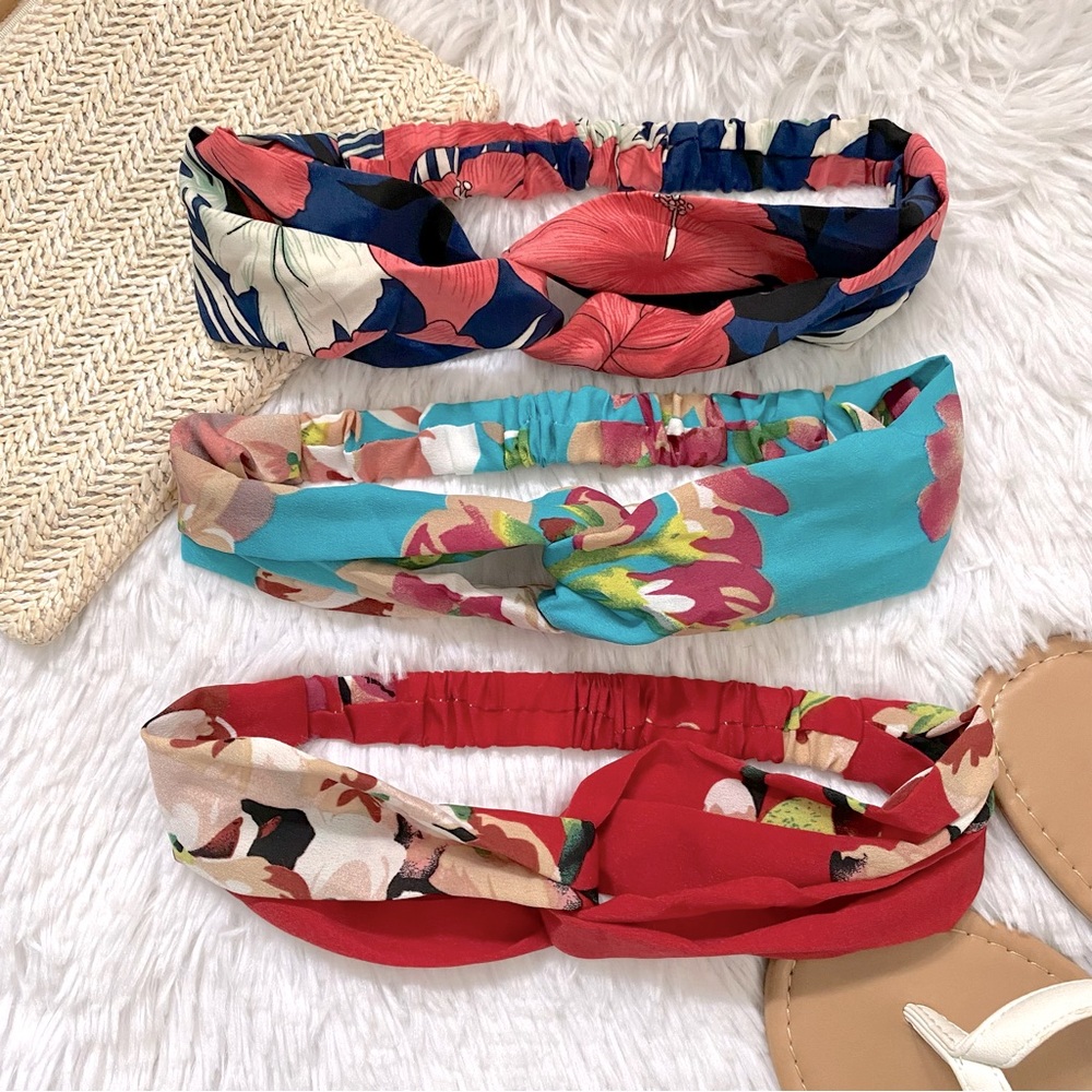 Set of 3 Tropical Twist Headbands Floral Hair Bands